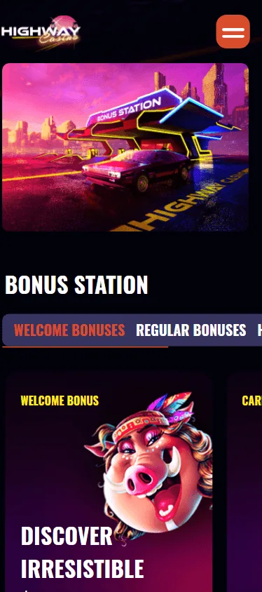 Highway Casino mobile browser promotions with welcome and ongoing offers