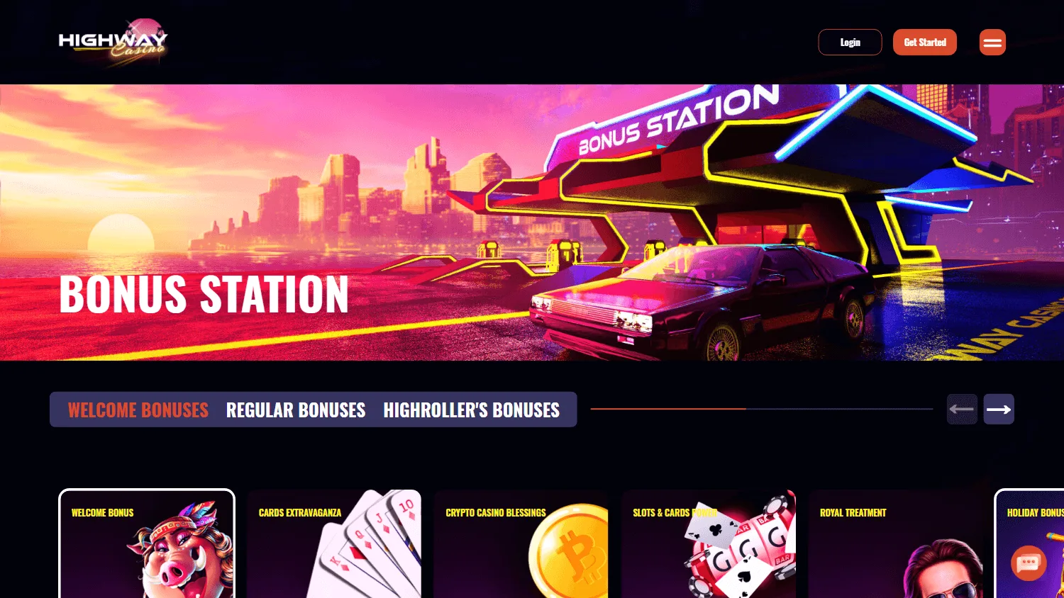 Highway Casino desktop promotions with welcome package and casino bonus offers